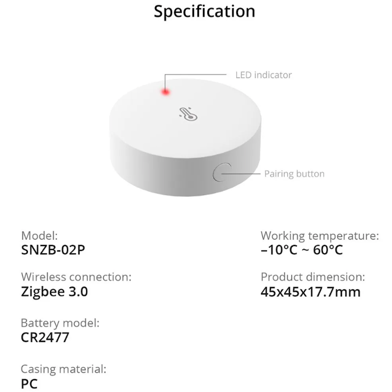 SONOFF - Temperature and humidity sensor with ZigBee 3.0 support