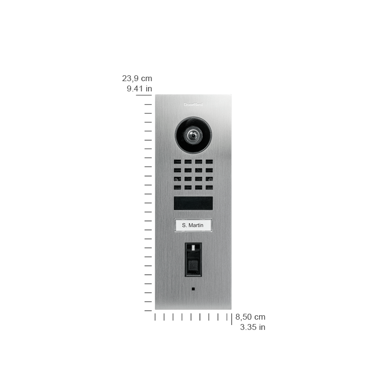 Doorbird - Portier vidéo D1101FV Fingerprint 50 avec 1 bouton d'appel et lecteur d'empreinte EKEY intégré, montage encastré