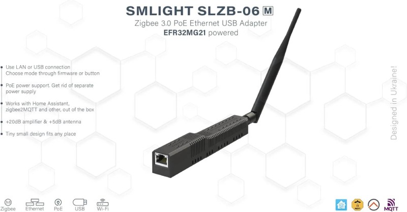 SMLIGHT - Zigbee Ethernet PoE USB WiFi-Adapter SLZB-06M