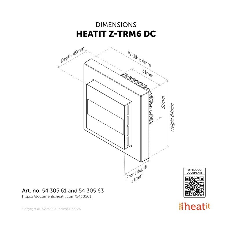 Heatit controls - Heatit Z-TRM6 DC Z-Wave Thermostat, white