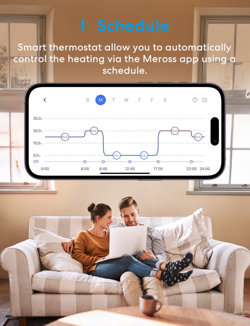 Meross - Smart Wi-Fi Wall Switch 1 Gang 2 way Touch Button