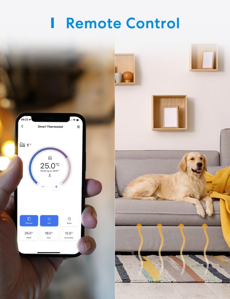 Meross - Smart Wi-Fi Wall Switch 1 Gang 2 way Touch Button