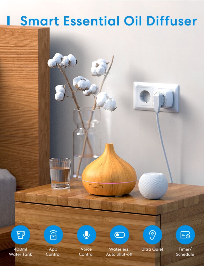 Meross - Intelligenter Wi-Fi Diffuser für ätherische Öle, MOD150HK