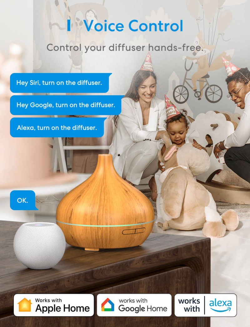Meross - Intelligenter Wi-Fi Diffuser für ätherische Öle, MOD150HK