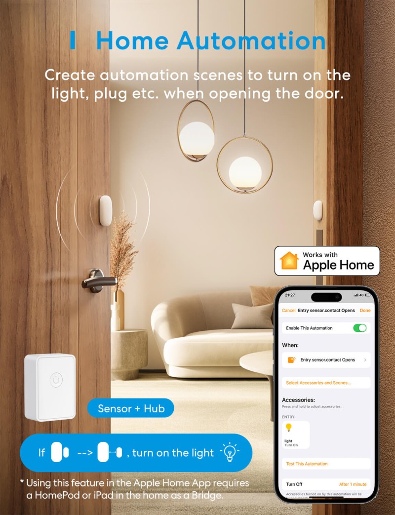 Meross - Smart Wi-Fi Door and Window Sensor, MS200HK