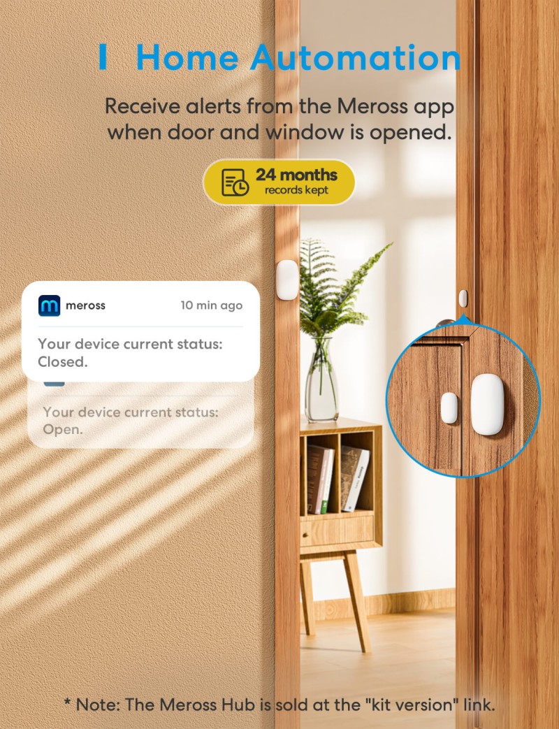 Meross - Smart Wi-Fi Door and Window Sensor, MS200HK