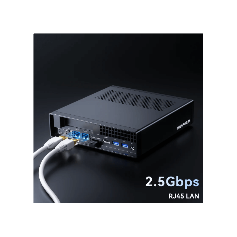 Minisforum - Mini PC MS-01 Barebone with Intel Core i9-12900H,vPro Enterprise Support,2x10Gbps SFP+LAN/2x2.5G RJ45/2xUSB4/HDIM/1