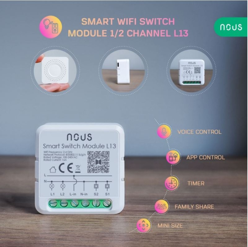 NOUS - Modulo collegato WIFI Tuya ON/OFF 10A 1 canale
