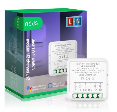 NOUS - Module connecté WIFI Tuya ON/OFF 10A 1 canal