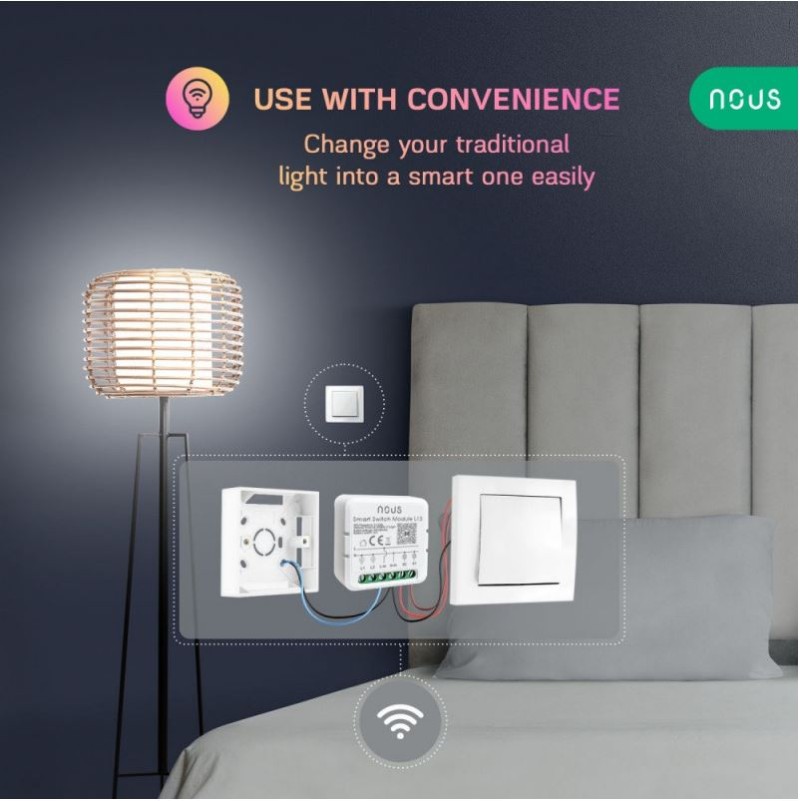 NOUS - Module connecté WIFI Tuya ON/OFF 10A 1 canal