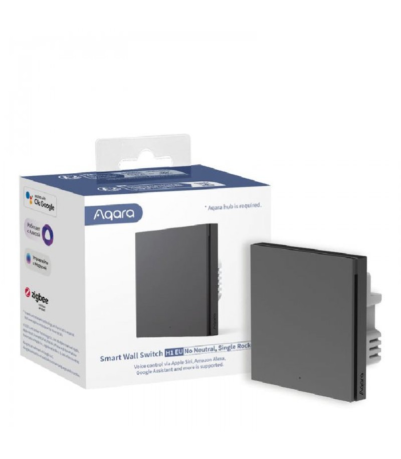 Aqara - Zigbee 3.0 Smart Switch ohne Neutral (Wall Switch H1 No Neutral, Single Rocker Grau)